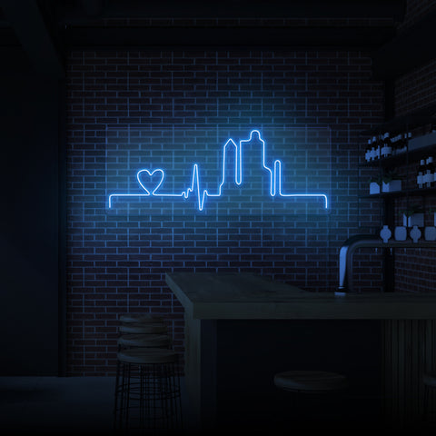 "HEARTBEAT CITY" NEONSKYLT