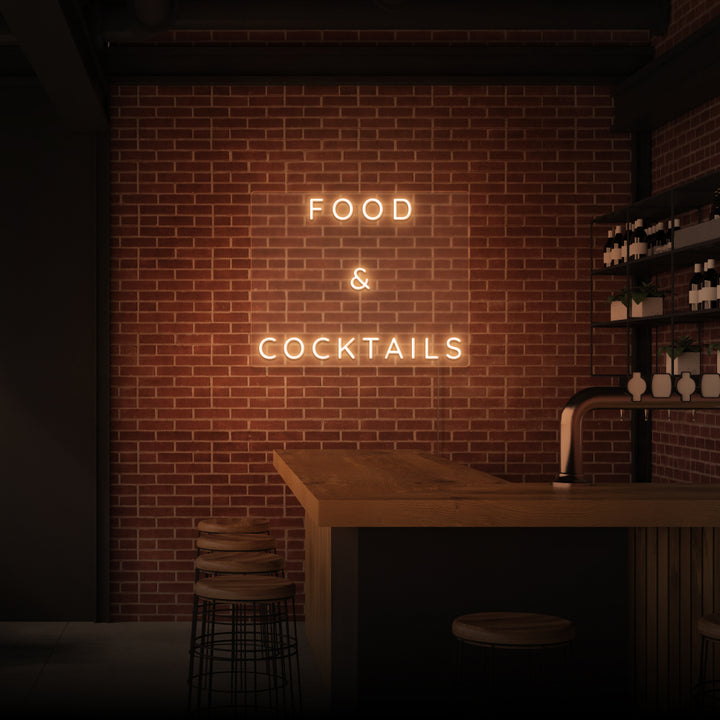 "FOOD & COCKTAILS" NEON SKILT