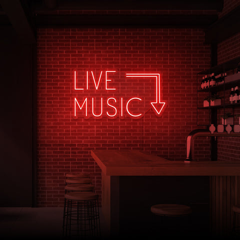 "LIVE MUSIC" NEONSKYLT