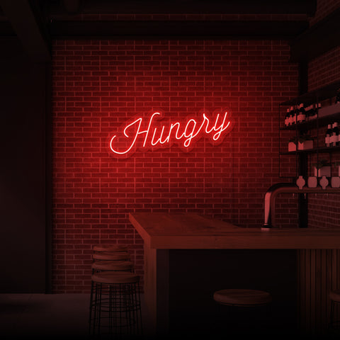 "HUNGRIG" NEONSKYLT