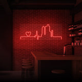"HEARTBEAT CITY" NEONSKYLT
